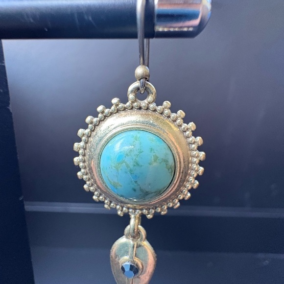 Turquoise and Gold Bohemian Earrings - Picture 15 of 16